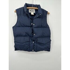 VINTAGE Woolrich Vest Women S Puffy  Blue Down Filled Snap Puffer Sleeveless 80s